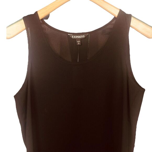 Express | Black Metallic Trim Sleeveless Tank Top with Back Slit Size M | NWT - Picture 4 of 10